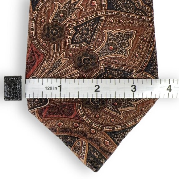 Robert Talbott Mens Tie Size 57 x 3.75 100% Silk Paisley Van Boven Brown Red - Picture 10 of 11